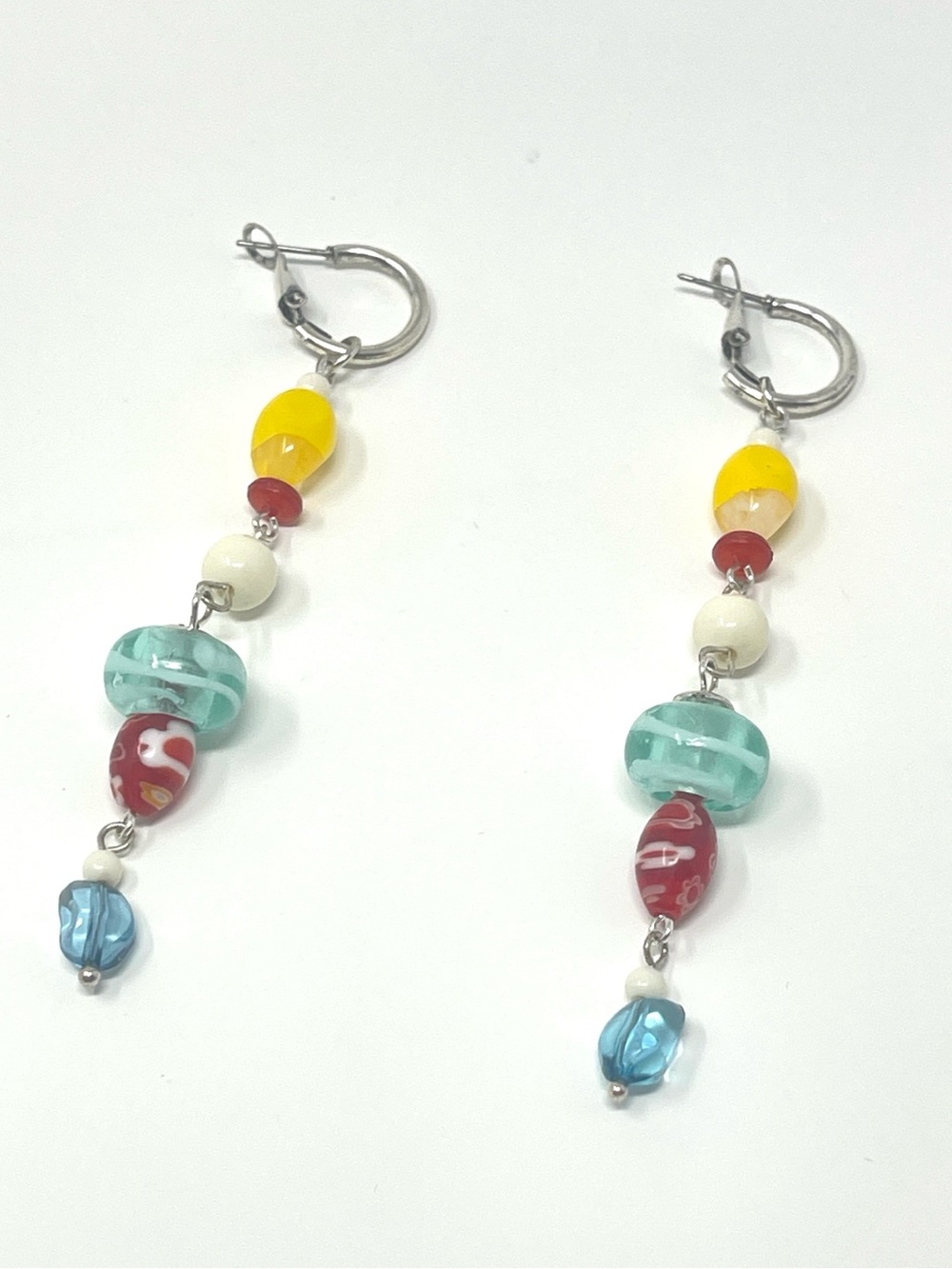 New Free People Carnival Hoops Red Beaded Dangle Earrings